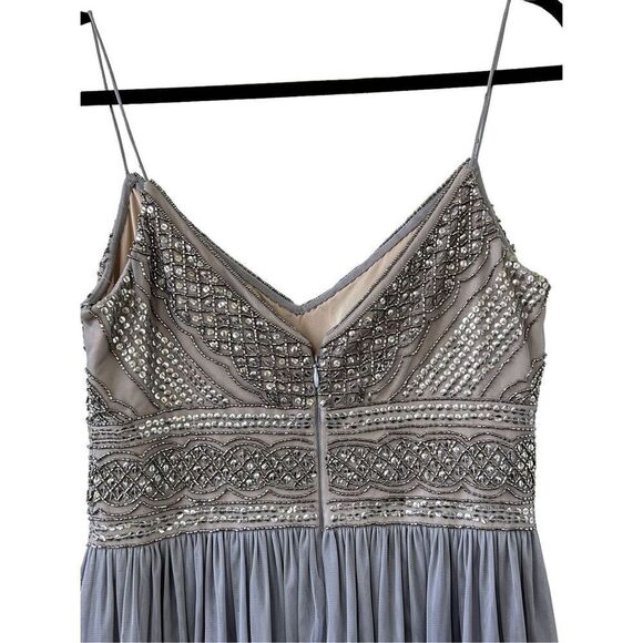 Adrianna Papell Empire Waist Dress Gown Sequined Beaded Spaghetti Strap Women's - Picture 6 of 9